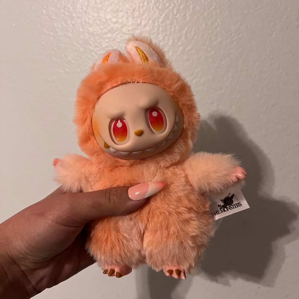 Fuzzy Orange Creature Plush Toy Happiness Labubu Big into Energy